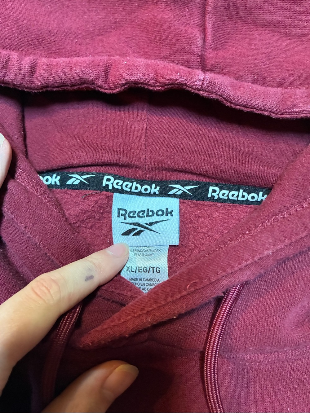 Reebok Men's Burgundy Maroon Pullover Hoodie Size XL - Picture 8 of 12